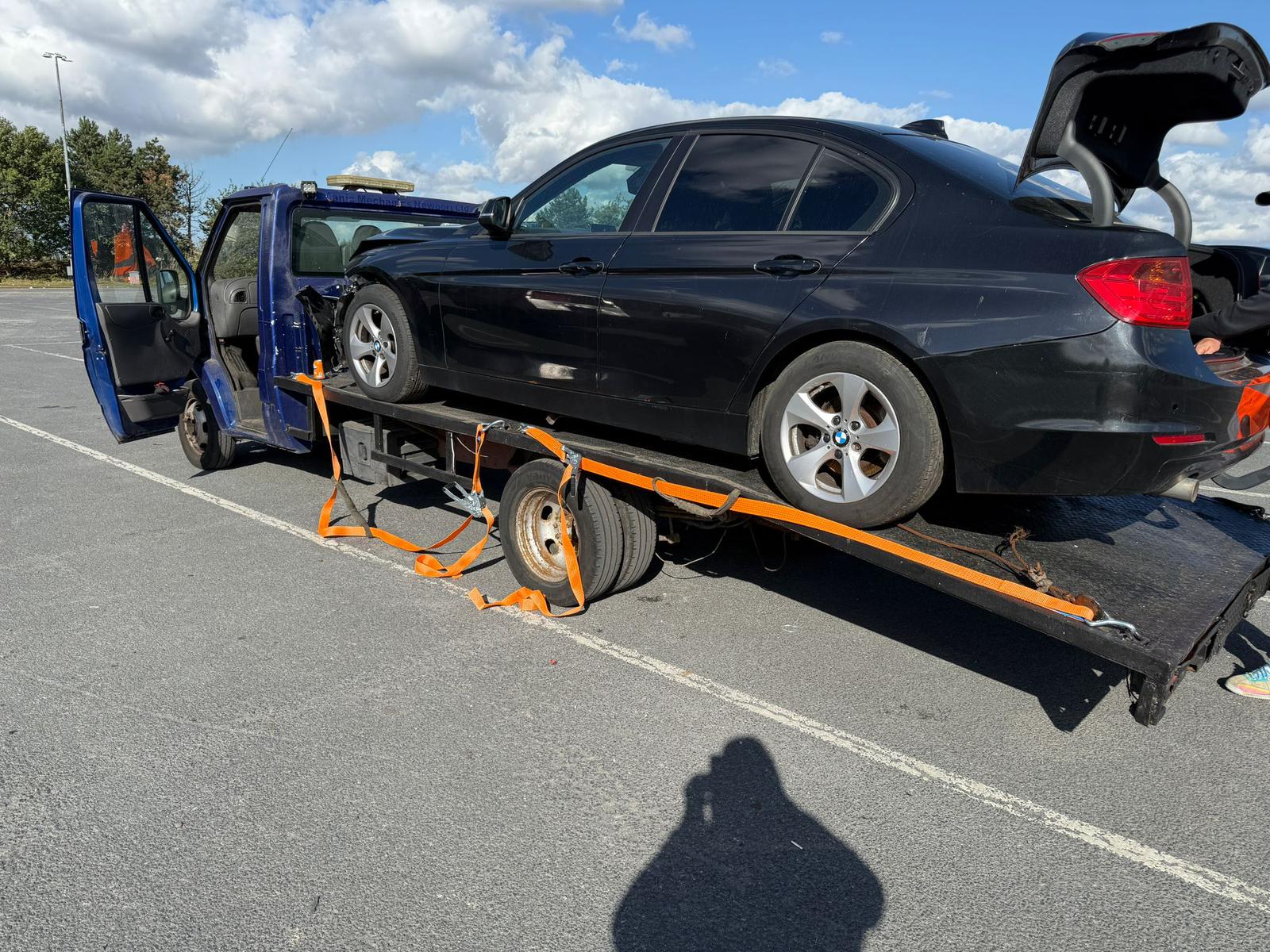 Winching a vehicle from a ditch
